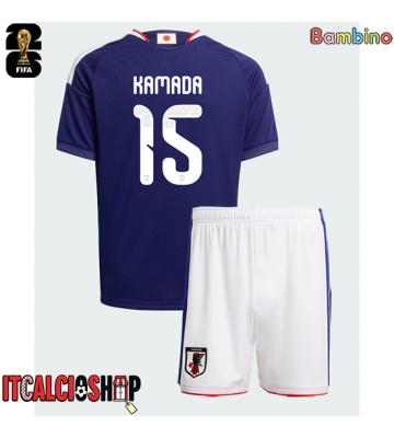 Giappone Daichi Kamada #15 Prima Maglia Bambino Mondiali 2026 Manica Corta (+ Pantaloni corti)